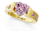 Yellow gold Fancy Pink Heart Cut Brilliant Channel-Set Diamond Ring with Bezel Prong Setting_1