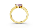 Yellow gold Fancy Pink Heart Cut Brilliant Channel-Set Diamond Ring with Bezel Prong Setting_3