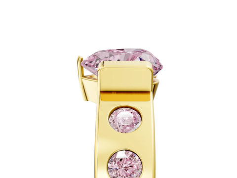 Yellow gold Fancy Pink Heart Cut Brilliant Channel-Set Diamond Ring with Bezel Prong Setting_5