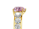 Yellow gold Fancy Pink Heart Cut Brilliant Diamond Pavé Band with Six-Prong Setting_5