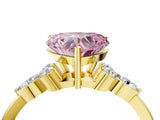 Yellow gold Fancy Pink Heart Cut Brilliant Diamond Solitaire Ring with Pear Side Stones and Four-Prong Setting_7
