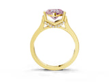 Yellow gold Fancy Pink Heart Cut Brilliant Solitaire Diamond Ring with Channel Set Band and Bar Prong Setting_3