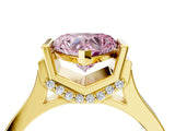 Yellow gold Fancy Pink Heart Cut Brilliant Solitaire Diamond Ring with Channel Set Band and Bar Prong Setting_4