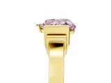 Yellow gold Fancy Pink Heart Cut Brilliant Solitaire Diamond Ring with Channel Set Band and Bar Prong Setting_5