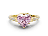 Yellow gold Fancy Pink Heart  Cut Cathedral Pave Diamond Engagement Ring with Six-Prong Setting_32