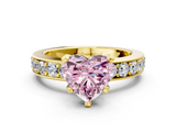 Yellow gold Fancy Pink Heart  Cut Channel Set Diamond Engagement Ring with Four-Prong Setting_223
