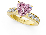 Yellow gold Fancy Pink Heart  Cut Channel Set Diamond Engagement Ring with Four-Prong Setting_224