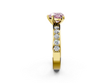 Yellow gold Fancy Pink Heart  Cut Channel Set Diamond Engagement Ring with Four-Prong Setting_225