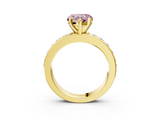 Yellow gold Fancy Pink Heart  Cut Channel Set Diamond Engagement Ring with Four-Prong Setting_226