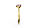 Yellow gold Fancy Pink Heart  Cut Channel Set Solitaire Engagement Ring with Four-Prong Setting_227