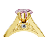 Yellow gold Fancy Pink Heart  Cut Channel Set Solitaire Engagement Ring with Prong Setting_24