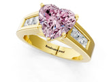 Yellow gold Fancy Pink Heart Cut Cut Channel Set Solitaire Ring with Four-Prong Setting_1
