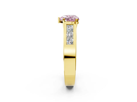 Yellow gold Fancy Pink Heart Cut Cut Channel Set Solitaire Ring with Four-Prong Setting_2