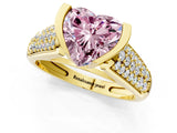Yellow gold Fancy Pink Heart Cut Cut Diamond Channel Set Pave Band with Tension Prong Setting_1