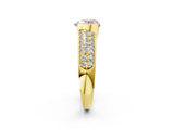 Yellow gold Fancy Pink Heart Cut Cut Diamond Channel Set Pave Band with Tension Prong Setting_2