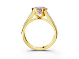 Yellow gold Fancy Pink Heart Cut Cut Diamond Channel Set Pave Band with Tension Prong Setting_3