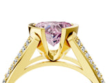Yellow gold Fancy Pink Heart Cut Cut Diamond Channel Set Pave Band with Tension Prong Setting_4