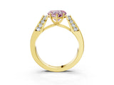 Yellow gold Fancy Pink Heart Cut Cut Diamond Channel Set Solitaire Ring with Four-Prong Setting_3