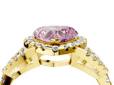 Yellow gold Fancy Pink Heart Cut Cut Diamond Halo Engagement Ring with Open Split Pavé Band_4