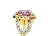 Yellow gold Fancy Pink Heart Cut Cut Diamond Halo Engagement Ring with Open Split Pavé Band_5
