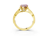 Yellow gold Fancy Pink Heart Cut Cut Diamond Twisted Band with Milgrain Pave Setting and Four-Prong Setting_3