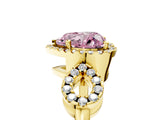 Yellow gold Fancy Pink Heart Cut Cut Halo Diamond Infinity Band with Four-Prong Setting_5