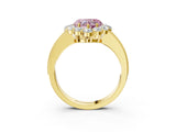 Yellow gold Fancy Pink Heart Cut Cut Halo Diamond Pavé Engagement Ring with Milgrain Detailing_3