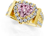 Yellow gold Fancy Pink Heart Cut Cut Halo Split Shank Prong Set Ring_1