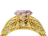 Yellow gold Fancy Pink Heart Cut Cut Milgrain Pave Diamond Engagement Ring with Four-Prong Setting_7