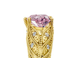 Yellow gold Fancy Pink Heart Cut Cut Milgrain Pave Diamond Engagement Ring with Four-Prong Setting_8
