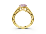 Yellow gold Fancy Pink Heart Cut Cut Pave Band Milgrain Solitaire Ring_27