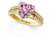 Yellow gold Fancy Pink Heart Cut Cut Pave Split Shank Engagement Ring with Four-Prong Setting_1