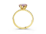 Yellow gold Fancy Pink Heart Cut Diamond Brilliant Solitaire Ring with Pavé Band and Four-Prong Setting_15