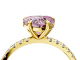 Yellow gold Fancy Pink Heart Cut Diamond Brilliant Solitaire Ring with Pavé Band and Four-Prong Setting_16