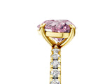 Yellow gold Fancy Pink Heart Cut Diamond Brilliant Solitaire Ring with Pavé Band and Four-Prong Setting_17