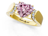 Yellow gold Fancy Pink Heart Cut Diamond Channel Set Solitaire Ring with Four-Prong Setting_13
