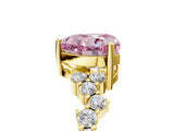 Yellow gold Fancy Pink Heart Cut Diamond Cluster Pavé Band with Four-Prong Setting_17