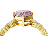 Yellow gold Fancy Pink Heart Cut Diamond Cluster Pavé Band with Four-Prong Setting_7