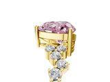 Yellow gold Fancy Pink Heart Cut Diamond Cluster Pavé Band with Four-Prong Setting_8