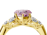 Yellow gold Fancy Pink Heart  Cut Diamond Cluster Ring with Round Accent Stones and Prong Setting on a Classic Band_49