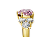 Yellow gold Fancy Pink Heart  Cut Diamond Cluster Ring with Round Accent Stones and Prong Setting on a Classic Band_50