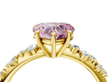 Yellow gold Fancy Pink Heart Cut Diamond Cluster Side Stone Solitaire Ring with Prong Setting_71