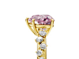 Yellow gold Fancy Pink Heart Cut Diamond Cluster Side Stone Solitaire Ring with Prong Setting_72