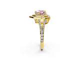 Yellow gold Fancy Pink Heart Cut Diamond Double Halo Ring with Pavé Band and Prong Setting_60