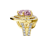Yellow gold Fancy Pink Heart Cut Diamond Double Halo Ring with Pavé Band and Prong Setting_63