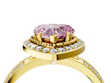 Yellow gold Fancy Pink Heart Cut Diamond Double Halo Ring with Split Shank and Four-Prong Setting_4