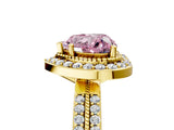 Yellow gold Fancy Pink Heart Cut Diamond Double Halo Ring with Split Shank and Four-Prong Setting_5