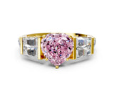 Yellow gold Fancy Pink Heart Cut Diamond Engagement Ring with Baguette Side Stones and Channel Set Band_20