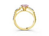 Yellow gold Fancy Pink Heart Cut Diamond Engagement Ring with Baguette Side Stones and Channel Set Band_23