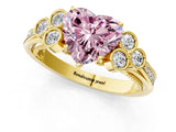 Yellow gold Fancy Pink Heart  Cut Diamond Engagement Ring with Bezel Set Round Side Stones and Prong Setting_50